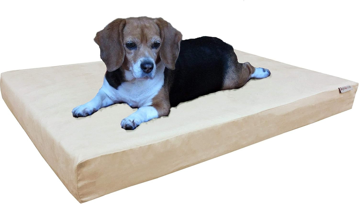 Orthopedic Small Medium Cool Memory Foam Pet Dog Bed, Waterproof Liner with Khaki Microsuede Cover and Extra External Case 35X20X4 Inch