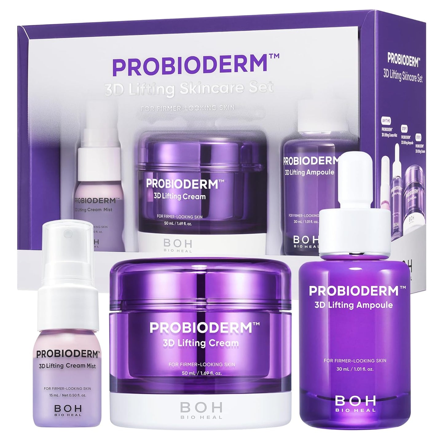 [Cardi B'S Pick] Probioderm 3D Lifting Skincare Set | Korean Night Cream, Serum & Hydrating Face Mist for Lifting & Firming | Perfect Anti-Aging Routine for Dry, Dull, Saggy Skin