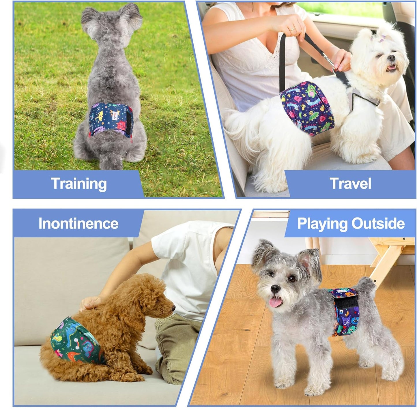 Reusable Dog Diapers Male 3Pcs, Premium Washable Belly Band for Male Dogs Xlarge, High Absorbing Male Dog Wraps for Doggie & Puppy in Incontinence, Excitable Urination and Training XL