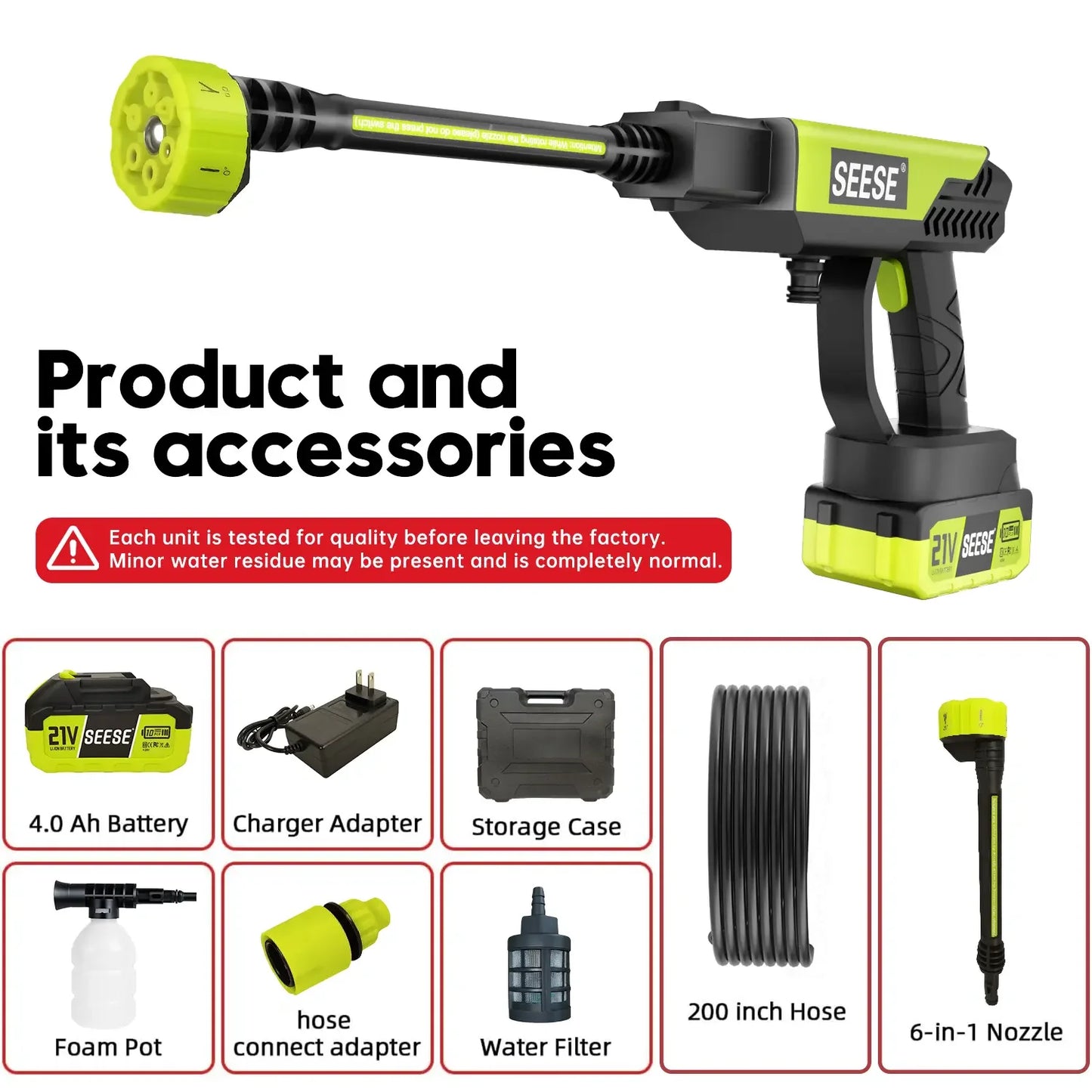 【Fathersdaygift】Seese Cordless Pressure Washer and Single Port Charger Base, Bottle Portable Washer for Car,Home Cleaning & Garden Watering Fathersdaygift