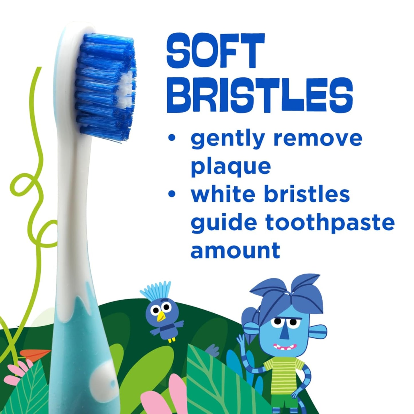 Monsterz Jr Kids Toothbrush, Soft Bristles with Suction Cup Base, Ages 5+, 1 Count (Pack of 6)