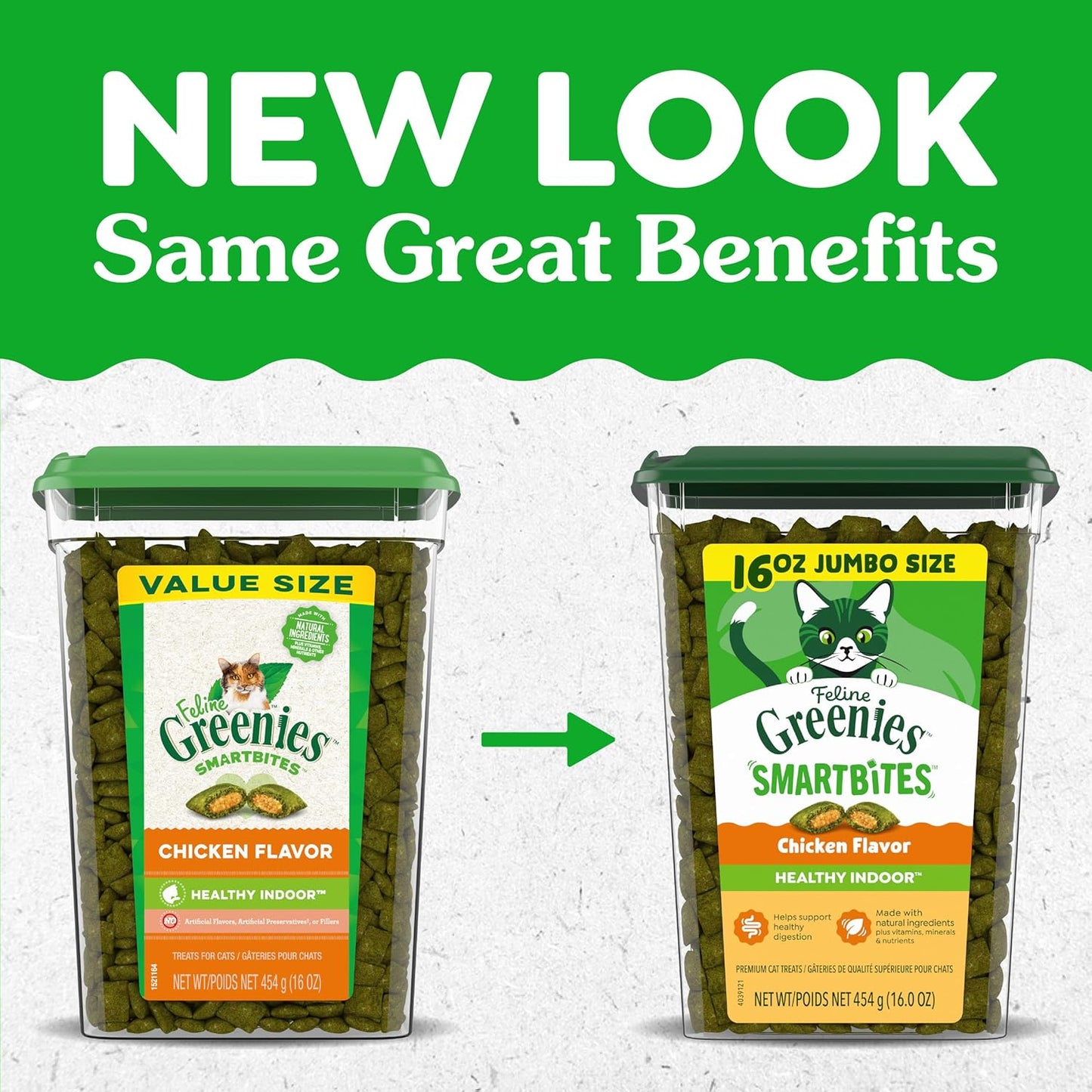 Greenies Feline Smartbites, Cat Treats Healthy Recipe, Indoor Cat Treats, Chicken Flavor, 16 Oz. Tub
