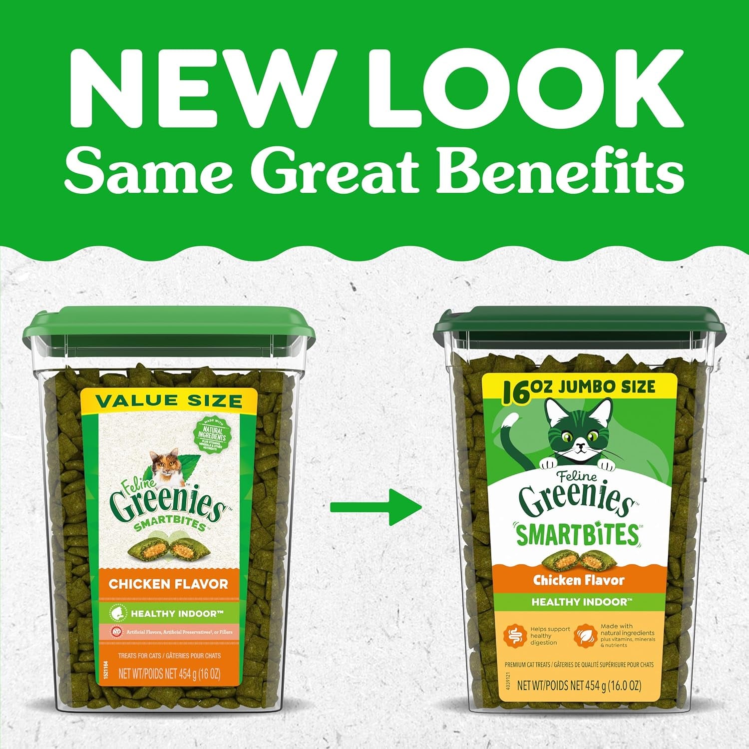 Greenies Feline Smartbites, Cat Treats Healthy Recipe, Indoor Cat Treats, Chicken Flavor, 16 Oz. Tub