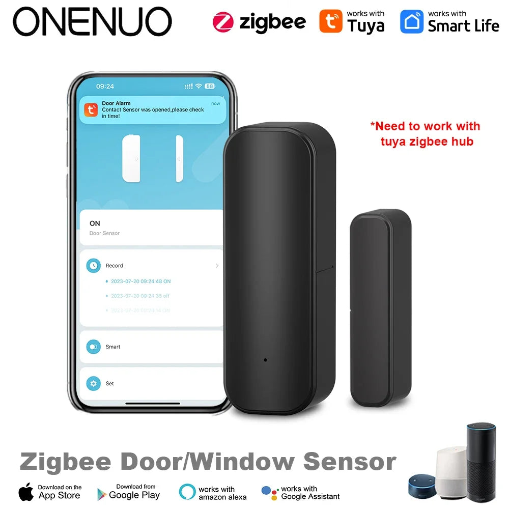 Wifi or Zigbee Door Window Sensor Smart Home Wireless Door Open Close Detectors APP Remote Alarm Work with Alexa Google Home