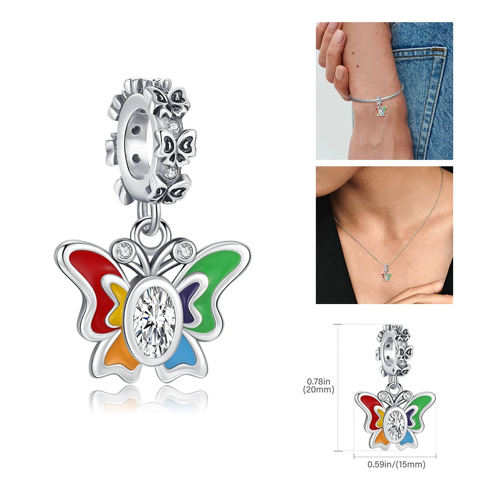 2025 Hot 925 Sterling Silver Rainbow Pride Month Charm Pendant Heart Bead Unlimited Fit Original Bracelet for Women Jewelry Gift