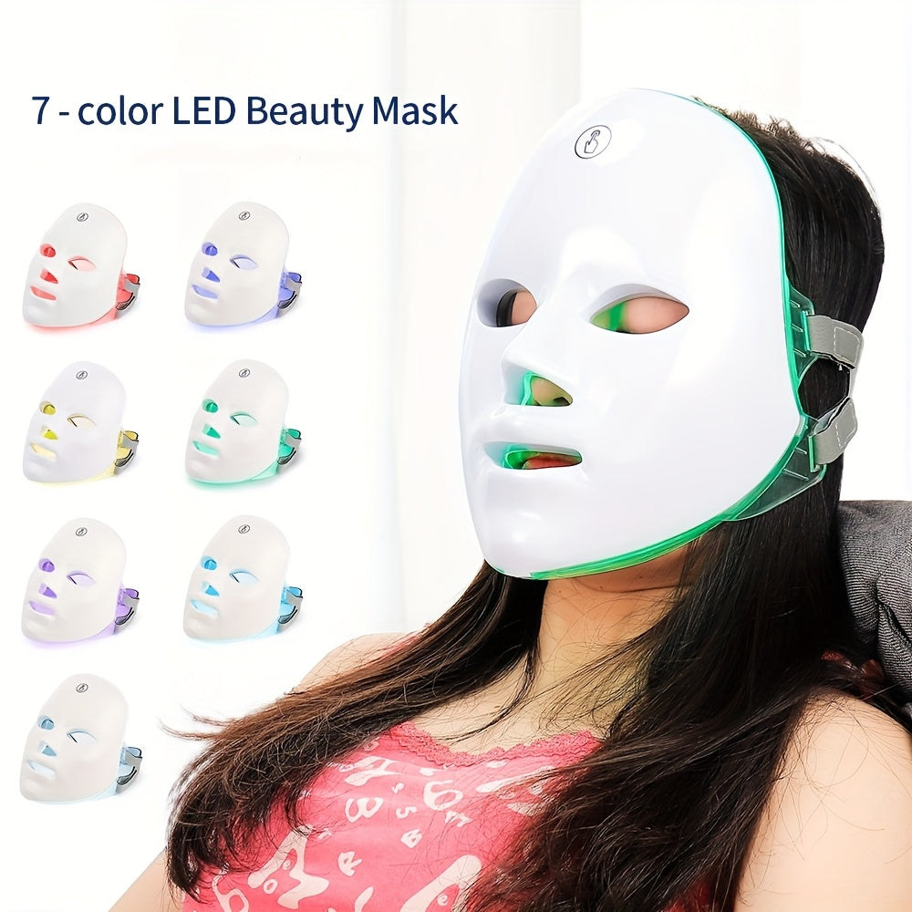 Home USB-Powered 7-Color LED Facial Beauty Instrument – Multifunctional Facial Care Tool for Skin Rejuvenation and Treatment