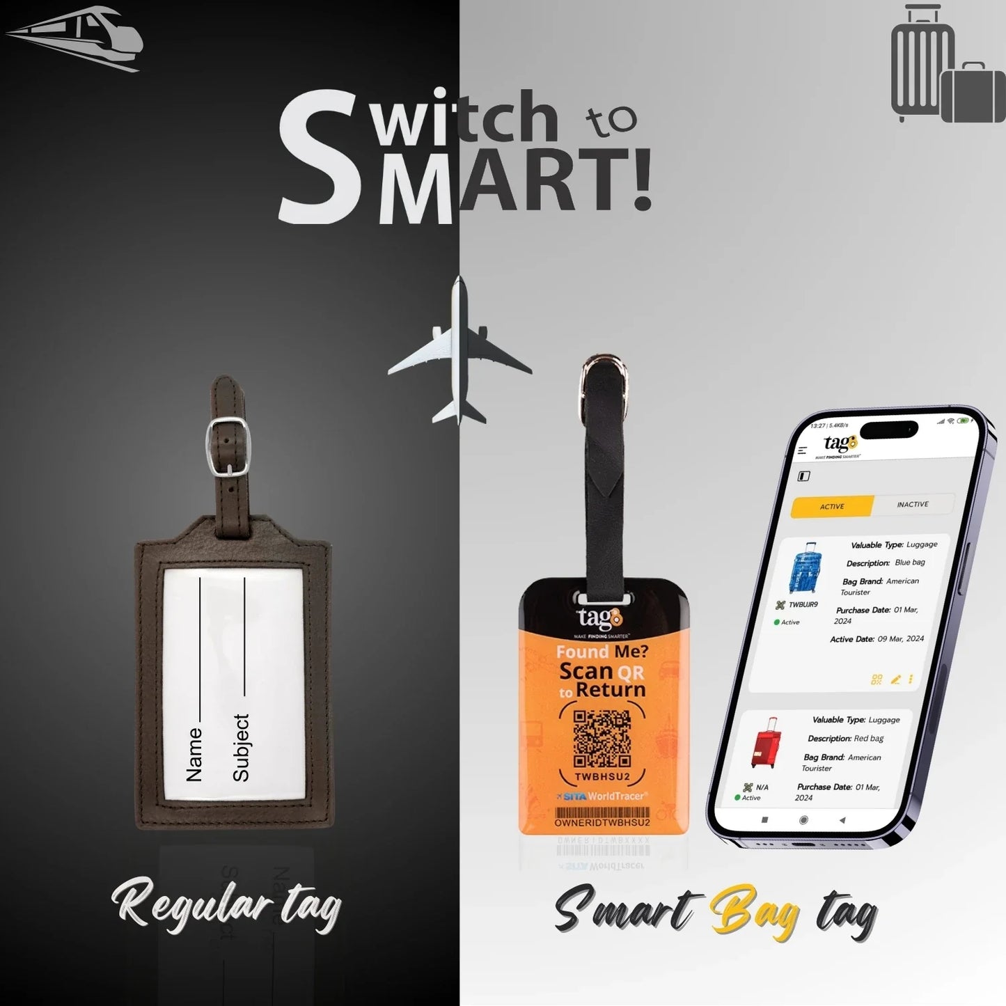 Smart Bag Security Tag - USA Flag [Pack 2]
